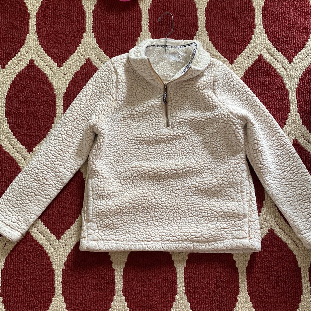 1/4 Zip Cream White Sherpa (with pockets)